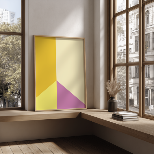 Wandbild Color Contruct Yellow Bloom Poster Colorful Artwork, minimalistisches modernes Design, ideal für stilvolle Raumgestaltung.