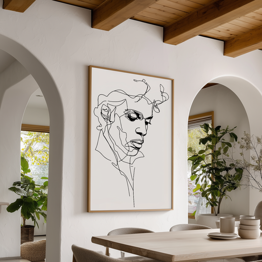 Wandbild Shooting Star Music Poster Line Art Prince, minimalistisches modernes Design, ideal für stilvolle Raumgestaltung.